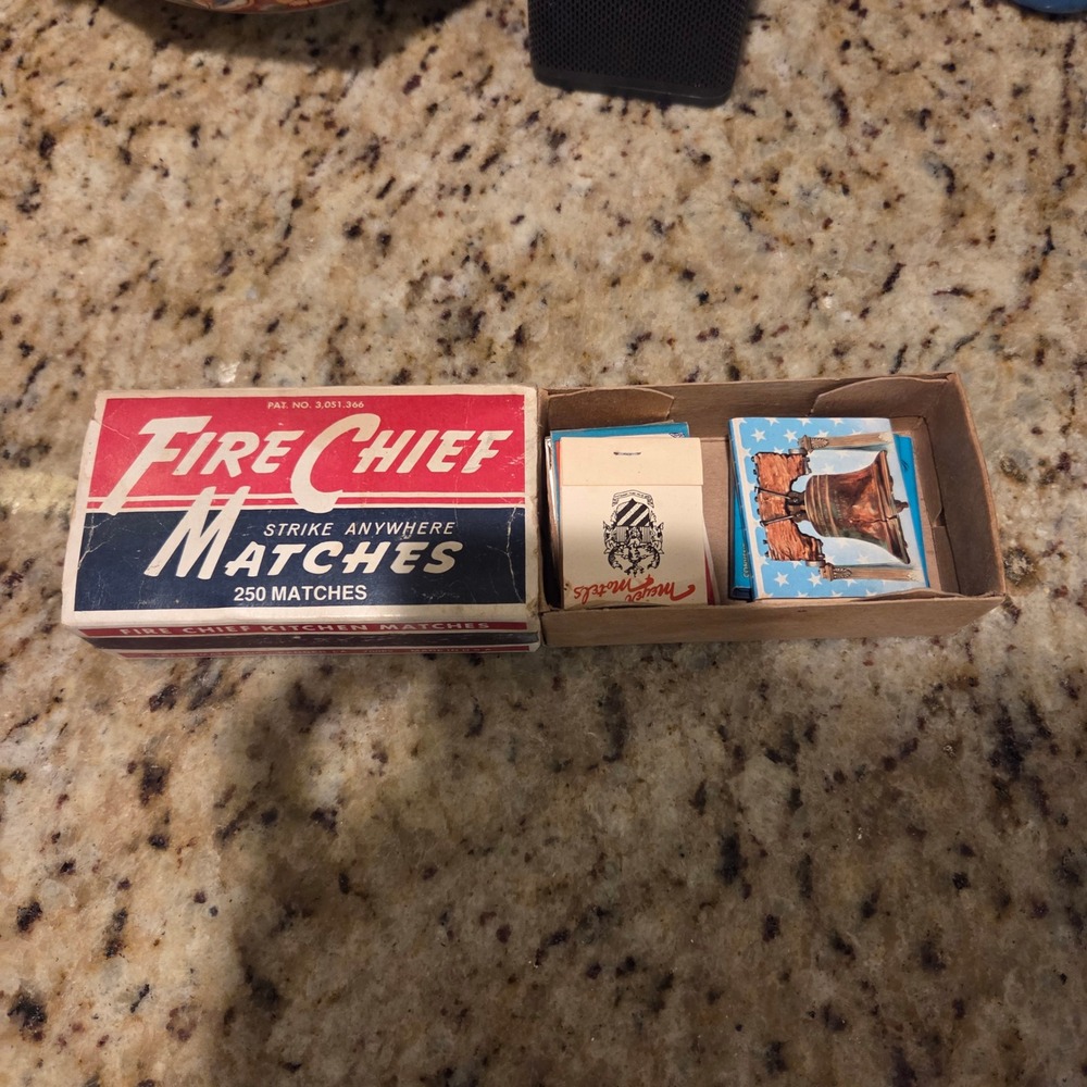 Vintage Fire Chief Matches Box Sam Houston Famous Americans & Matchbook Lot